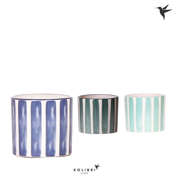 Kolibri Home Painted Stripe pot blue mix 6 cm