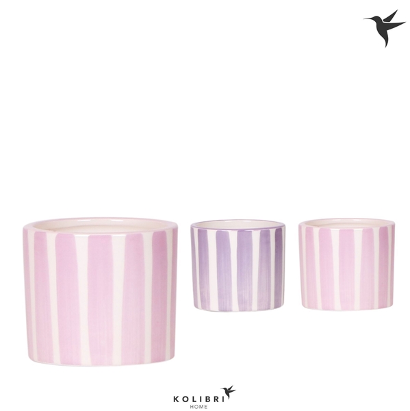 Kolibri Home Painted Stripe pot pink mix 6 cm
